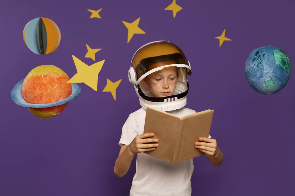 Kid exploring and learning about space Space activity for Kids